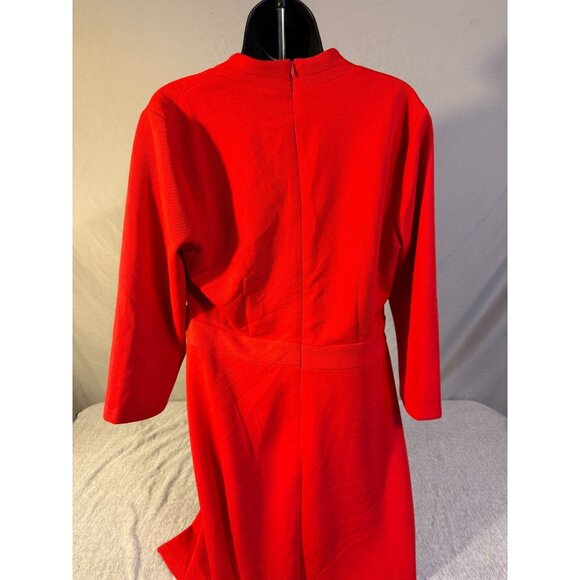 Clover and Sloane Red Dress Womens Size 14 Large L Christmas Holiday Party Vneck - Picture 4 of 4
